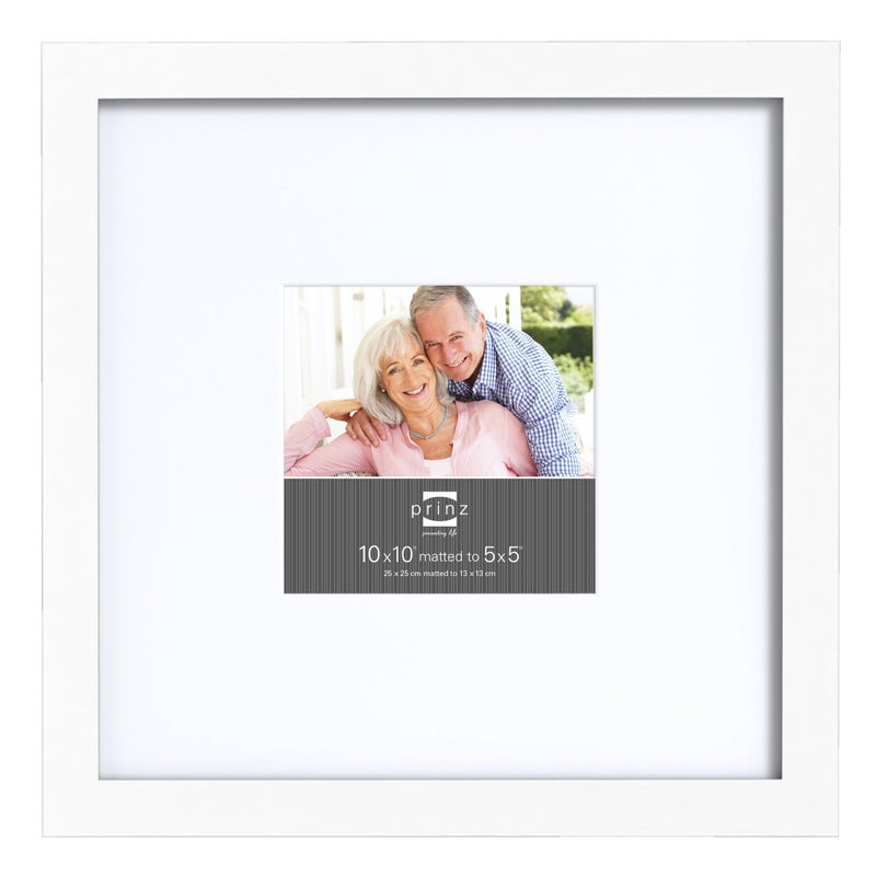 Prinz Gallery Expressions 10' x 10' Styrene Picture Frame, Matted to 5' x 5', White - Image 1